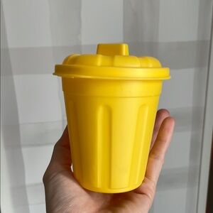 Yellow Plastic Trashcan with Lid